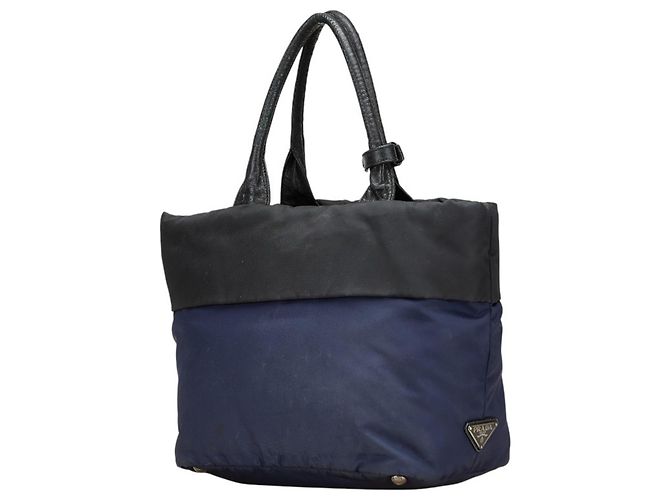 Prada Tessuto Double Triangle Logo Plate Handtasche Schwarz - Ansicht 2
