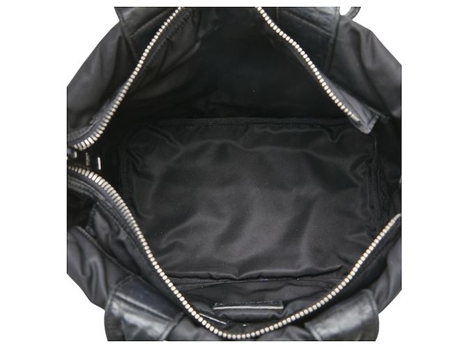 Prada Tessuto Double Triangle Logo Plate Handtasche Schwarz - Ansicht 9