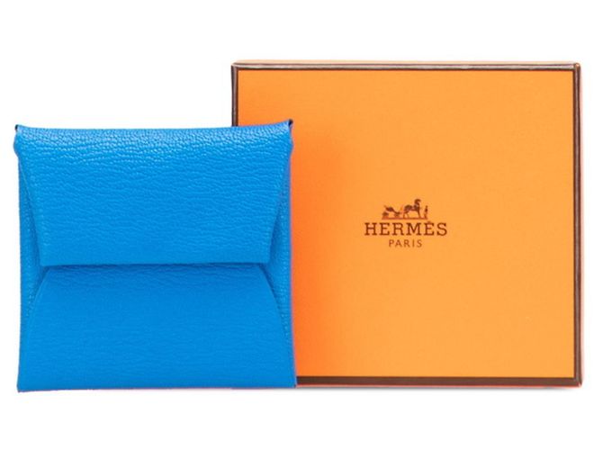 Monedero Bastia de Hermès en cuero de cabra azul - vista 10