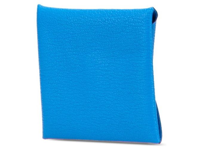 Monedero Bastia de Hermès en cuero de cabra azul - vista 2