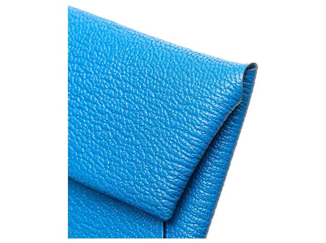 Monedero Bastia de Hermès en cuero de cabra azul - vista 4
