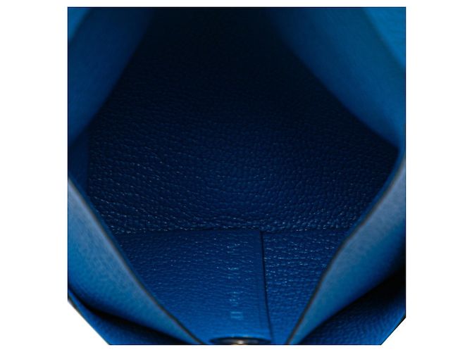 Monedero Bastia de Hermès en cuero de cabra azul - vista 7