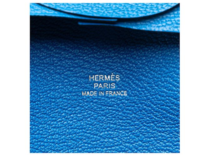 Monedero Bastia de Hermès en cuero de cabra azul - vista 8