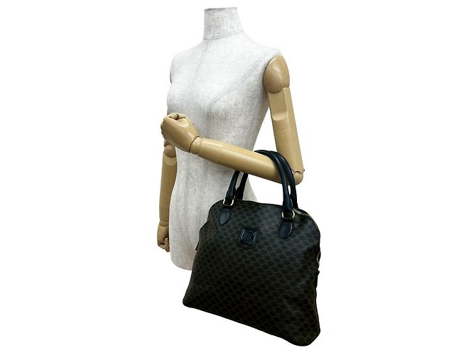 Céline Borsa a mano vintage CELINE con stampa logo Macadam Blason Marrone Nero - vista 2