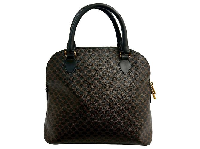 Céline Borsa a mano vintage CELINE con stampa logo Macadam Blason Marrone Nero - vista 3