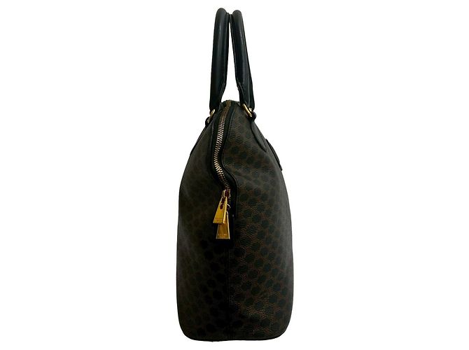 Céline Borsa a mano vintage CELINE con stampa logo Macadam Blason Marrone Nero - vista 5