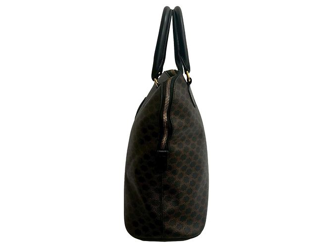 Céline Borsa a mano vintage CELINE con stampa logo Macadam Blason Marrone Nero - vista 6