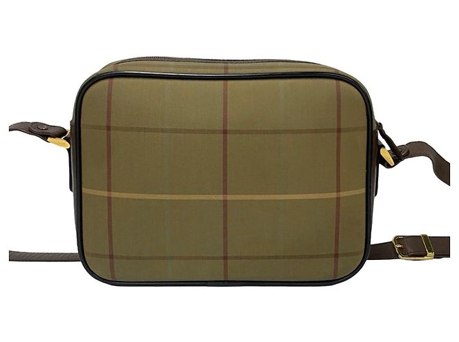 Burberry Vintage Nova Check Leder-Canvas Schultertasche Braun Khaki - Ansicht 4