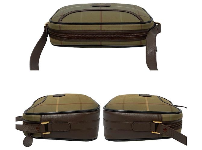 Burberry Vintage Nova Check Leder-Canvas Schultertasche Braun Khaki - Ansicht 5