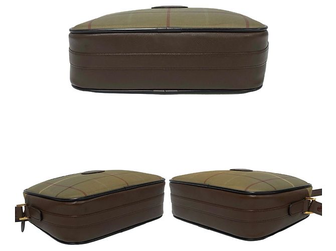 Burberry Vintage Nova Check Leder-Canvas Schultertasche Braun Khaki - Ansicht 6