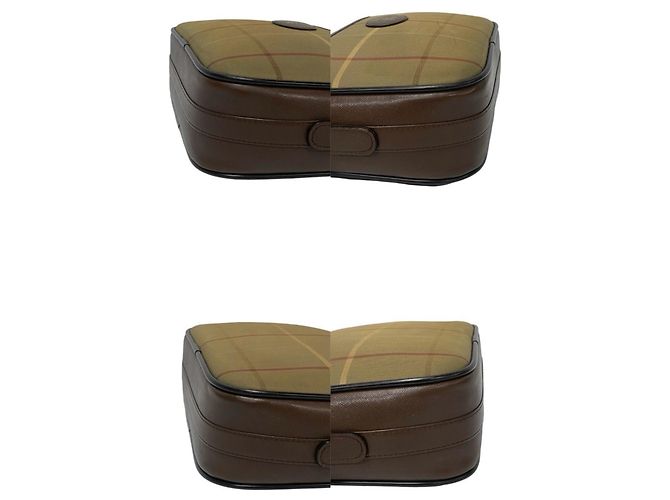 Burberry Vintage Nova Check Leder-Canvas Schultertasche Braun Khaki - Ansicht 7