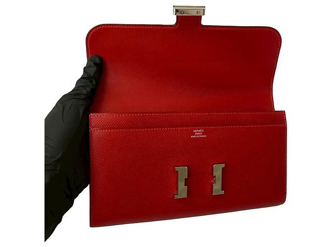 Cartera Larga Constance de Hermès en Cuero Epsom Rojo Roja - vista 7