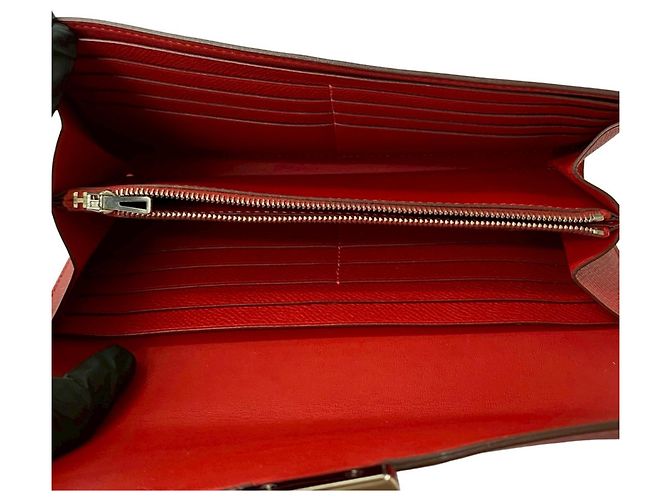 Cartera Larga Constance de Hermès en Cuero Epsom Rojo Roja - vista 8
