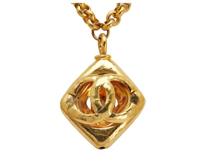 Collana pendente in oro placcato con taglio a diamante CC di Chanel D'oro - vista 3