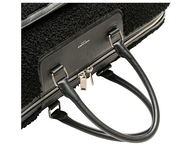 Borsa da viaggio in shearling nero Saint Laurent - vista 9