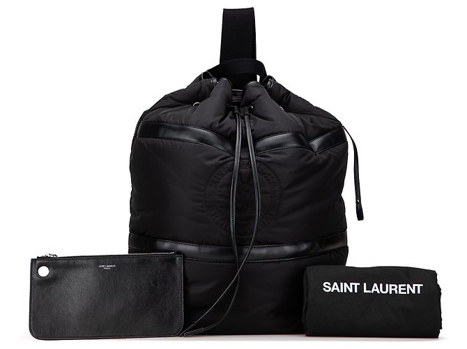 Saint Laurent Black Nylon Rive Gauche Drawstring Backpack - view 11