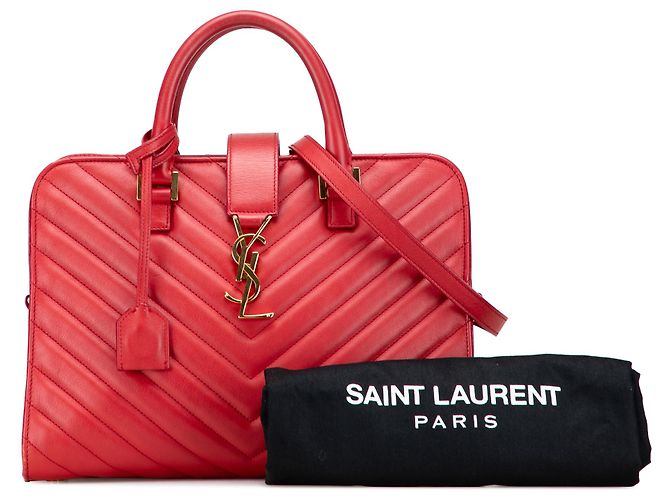 Borsa cabas Monogram in vitello rosso Saint Laurent - vista 10