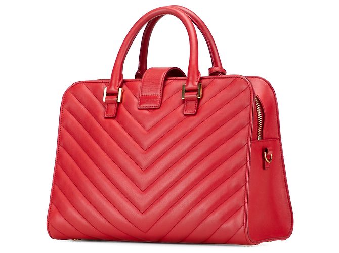 Borsa cabas Monogram in vitello rosso Saint Laurent - vista 2