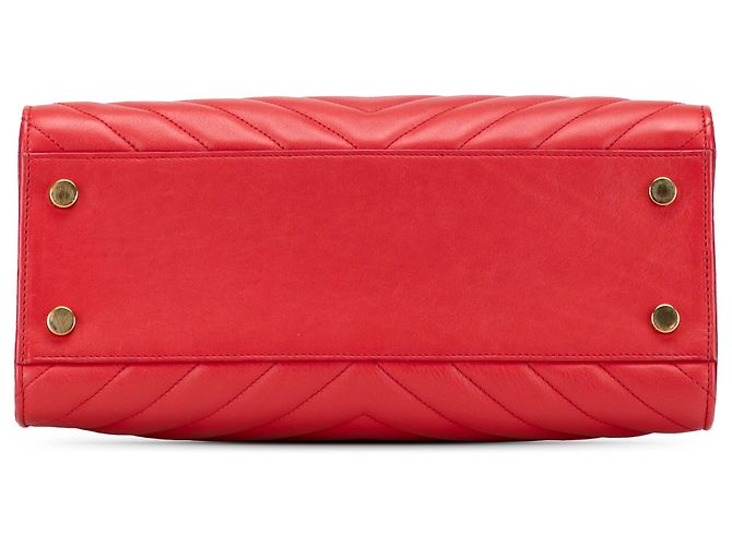 Borsa cabas Monogram in vitello rosso Saint Laurent - vista 3