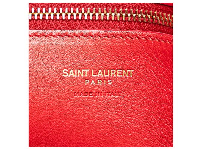 Borsa cabas Monogram in vitello rosso Saint Laurent - vista 5