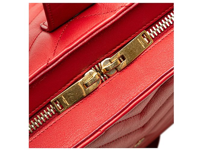 Borsa cabas Monogram in vitello rosso Saint Laurent - vista 7