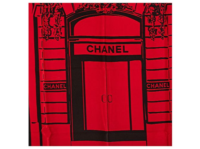 Bufanda Chanel Cambon 31 Rue Cambon Negro Roja - vista 2