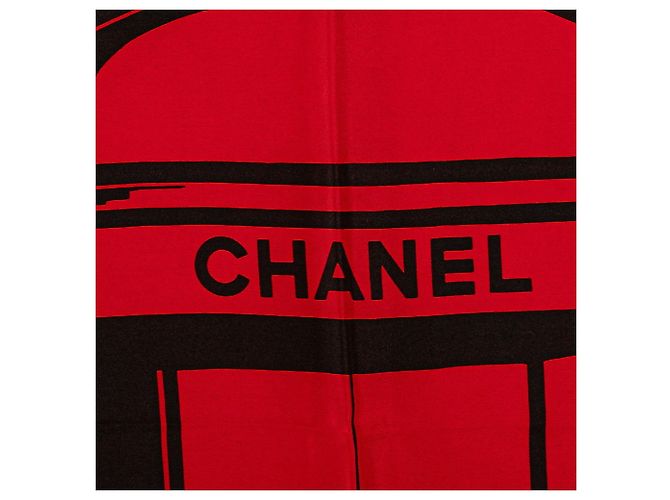 Bufanda Chanel Cambon 31 Rue Cambon Negro Roja - vista 4
