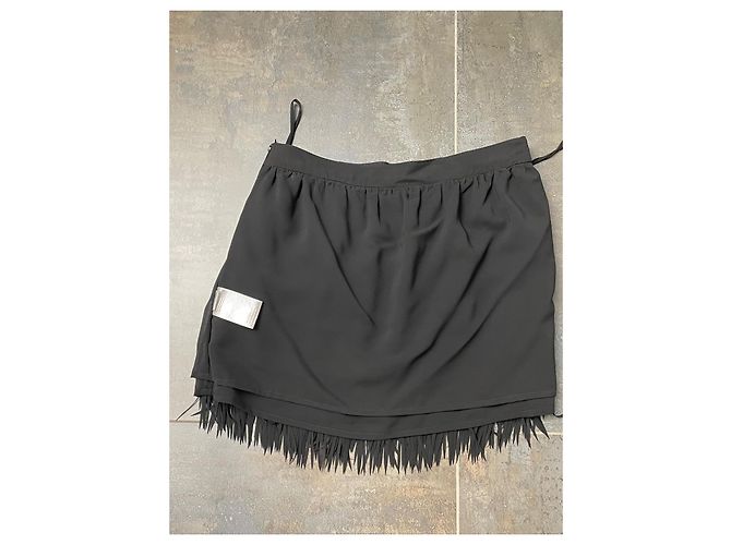 Falda Pinko negra de poliéster con flecos Negro - vista 4
