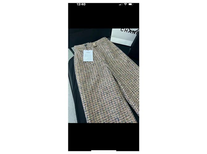 Cambon Calça Chanel de tweed bege - vista 2
