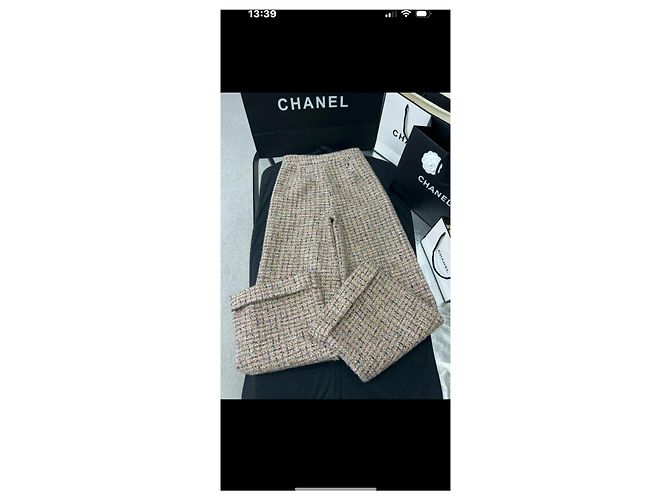 Cambon Calça Chanel de tweed bege - vista 4