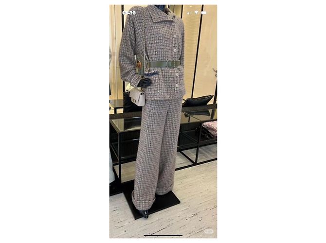 Cambon Calça Chanel de tweed bege - vista 8