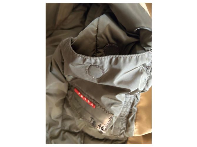 Prada beige down jacket parka with removable fur collar - view 12