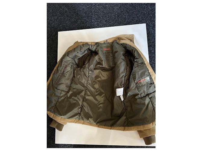 Prada beige down jacket parka with removable fur collar - view 13