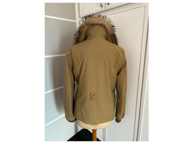 Prada beige down jacket parka with removable fur collar - view 3