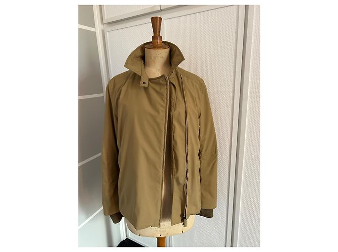 Prada beige down jacket parka with removable fur collar - view 6