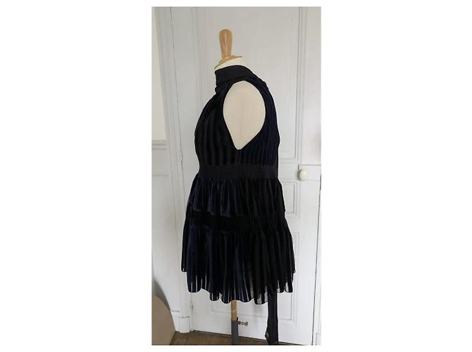 Top sin mangas de terciopelo Loewe Negro Azul marino - vista 3