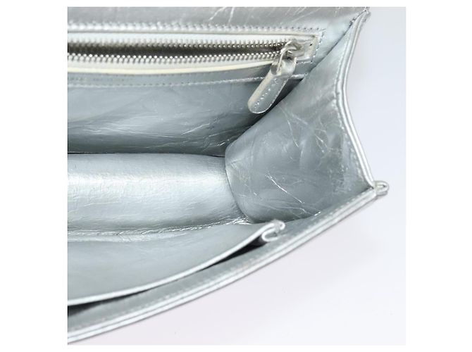 Christian Dior Borsa a Spalla Chain Diorama in Pelle Argento Auth BA5163 - vista 20