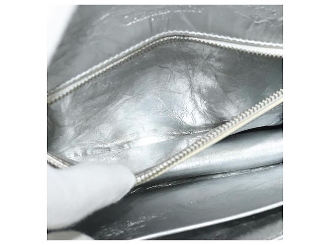 Christian Dior Borsa a Spalla Chain Diorama in Pelle Argento Auth BA5163 - vista 22