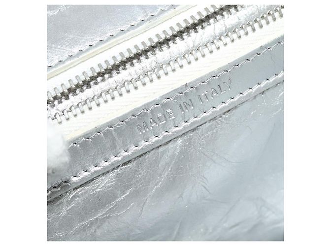 Christian Dior Borsa a Spalla Chain Diorama in Pelle Argento Auth BA5163 - vista 24