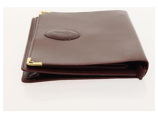 CARTIER Bolsa de Cadena Must Line Cuero 2Set Burdeos Auth ac3876 - vista 13