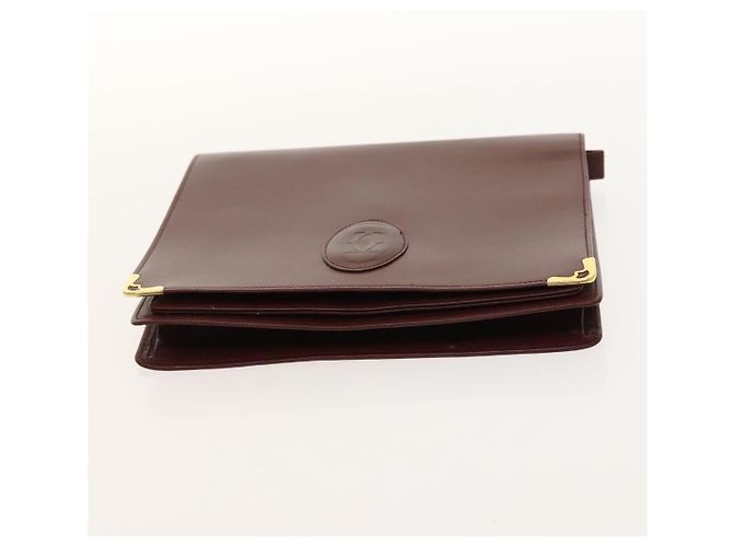 CARTIER Bolsa de Cadena Must Line Cuero 2Set Burdeos Auth ac3876 - vista 15