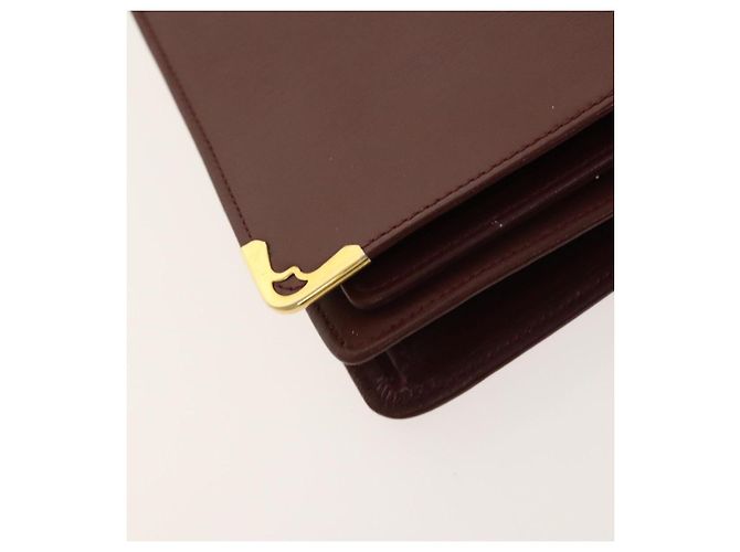 CARTIER Bolsa de Cadena Must Line Cuero 2Set Burdeos Auth ac3876 - vista 16