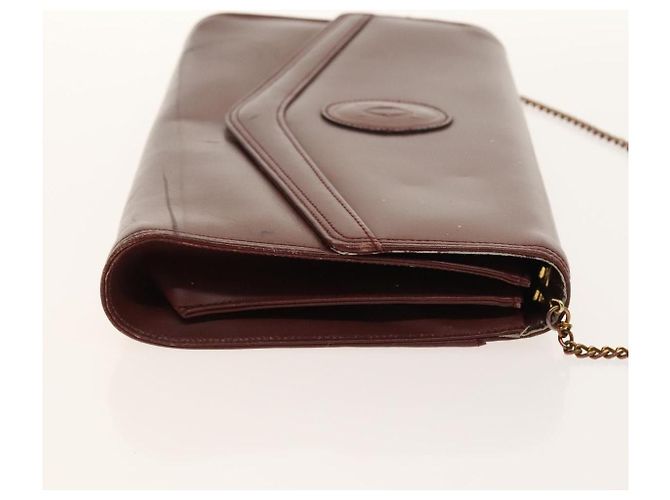 CARTIER Bolsa de Cadena Must Line Cuero 2Set Burdeos Auth ac3876 - vista 4