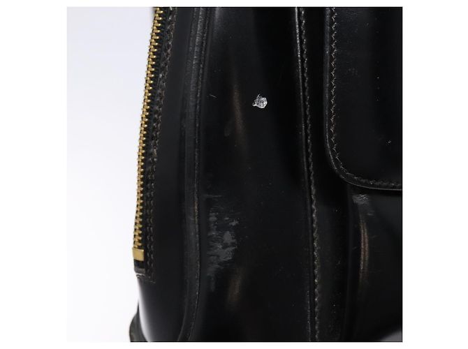 Borsa a spalla GUCCI Bamboo in pelle verniciata nera e oro Auth gh652 Nero D'oro - vista 10