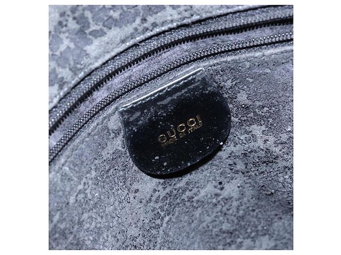 Borsa a spalla GUCCI Bamboo in pelle verniciata nera e oro Auth gh652 Nero D'oro - vista 19