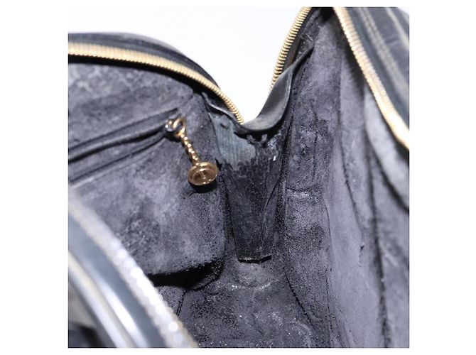 Borsa a spalla GUCCI Bamboo in pelle verniciata nera e oro Auth gh652 Nero D'oro - vista 20