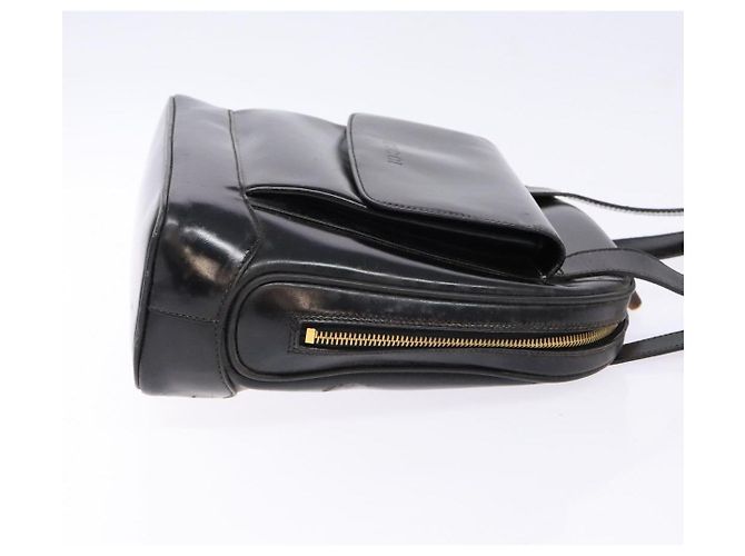 Borsa a spalla GUCCI Bamboo in pelle verniciata nera e oro Auth gh652 Nero D'oro - vista 3