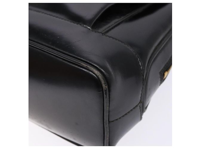 Borsa a spalla GUCCI Bamboo in pelle verniciata nera e oro Auth gh652 Nero D'oro - vista 8