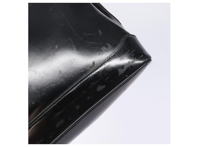Borsa a spalla GUCCI Bamboo in pelle verniciata nera e oro Auth gh652 Nero D'oro - vista 9