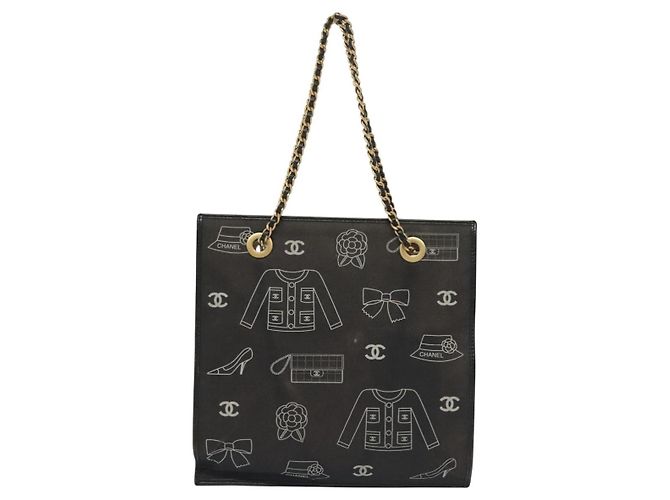 CHANEL Borsa Tote a Catena Tela Nera Oro CC Auth 142312 Nero D'oro - vista 13
